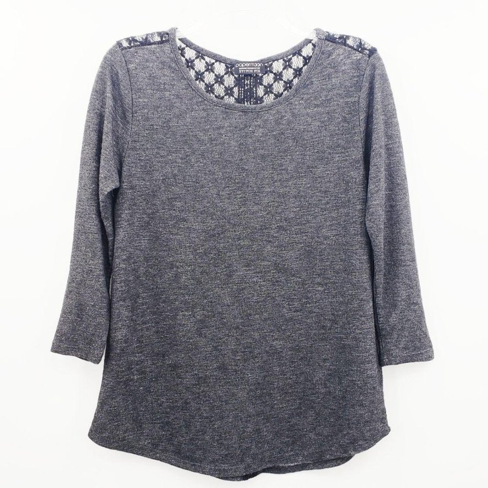 Papermoon Long Sleeve Sweater Grey With Embroidere